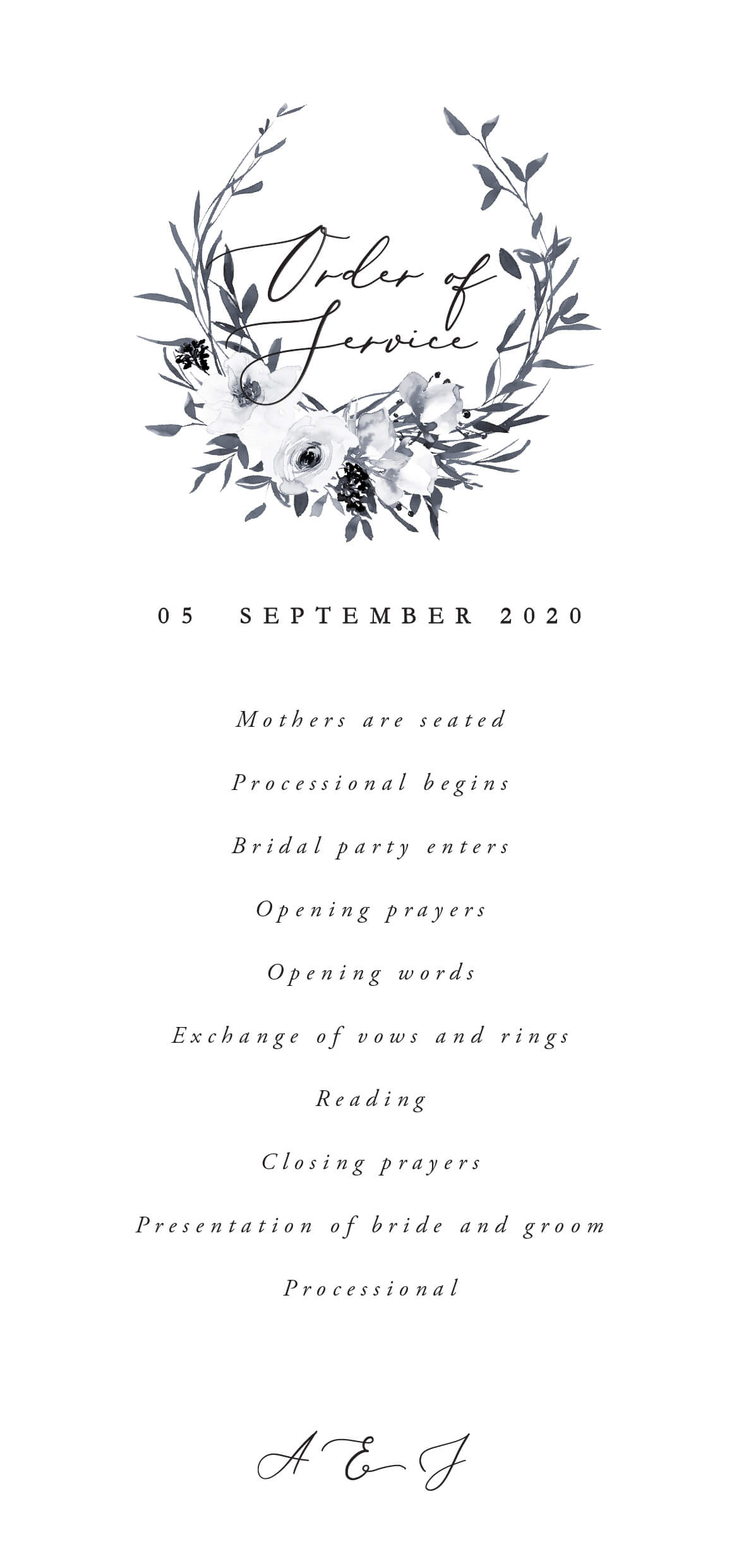 Floral Crown Classic Wedding Program by Joy