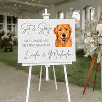 Sit & Stay Custom Illustrated Pet Ceremony Sign - Landscape