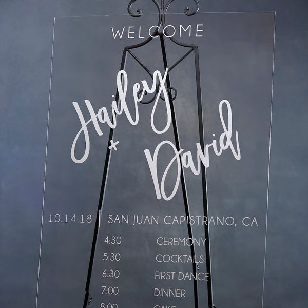 Welcome & Wedding Timeline Modern Acrylic Wedding Sign