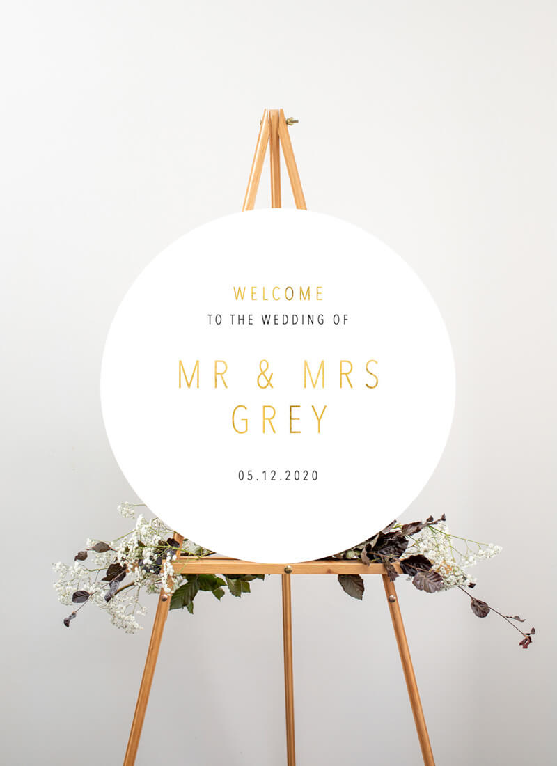 Gold Foil Frame Wedding Sign by Joy