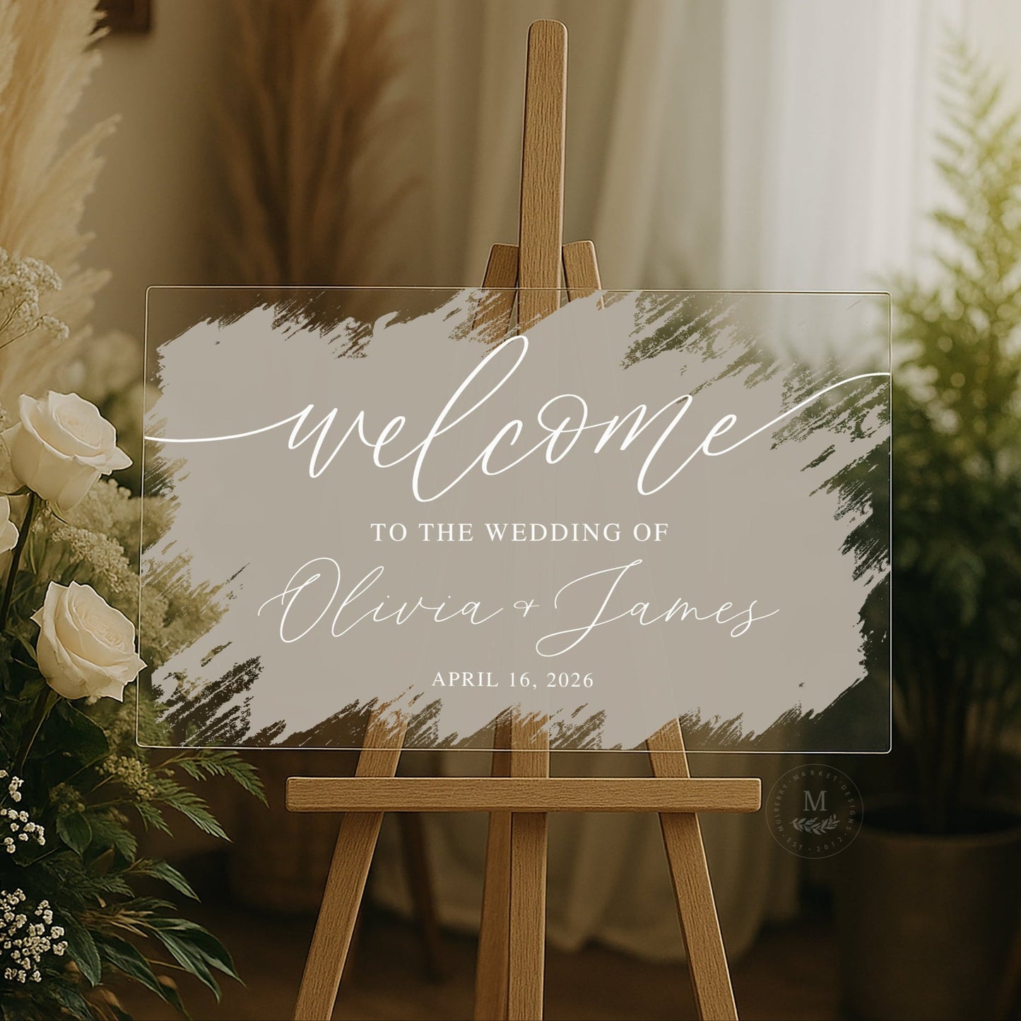 Brushed Acrylic Wedding Welcome Sign