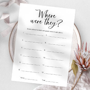 Where Were They Minimalist Bridal Shower Game Invitation