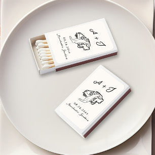 Whimsical Hand Drawn Vintage Car Matchboxes