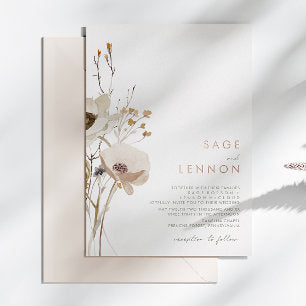 Whimsical Wildflower Rose Gold Foil Invitation