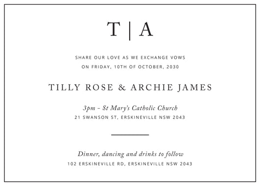 Black And White Wedding Invitations by Amelia S.