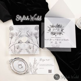 Wildflower Acrylic Wedding Invitation With Printed Vellum Wrap Sapv034