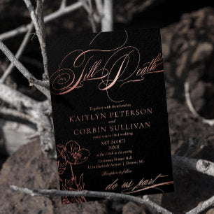Wildflower Elegant Gothic Wedding Foil Invitation