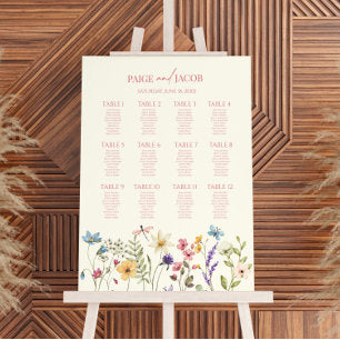 Wildflower Floral Medium Wedding Seating Chart Foam Board
