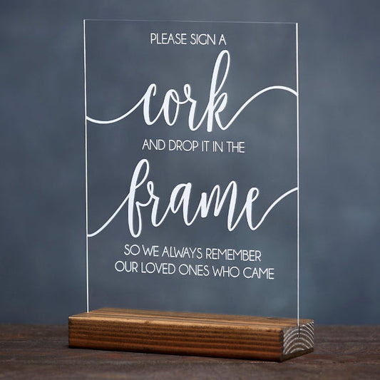 Wine Cork Wedding Guest Book Acrylic Sign