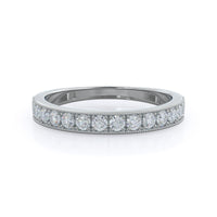 Milgrain Flower Halo Diamond Wedding Band