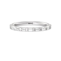 Vintage Baguette Halo Solitaire Diamond Wedding Band