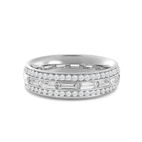 Three Row Diamond Baguette Channel Eternity Ring