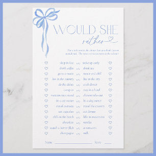 Would She Rather Blue Bow Bridal Shower Game